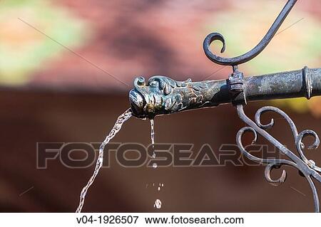 Detail of a fountain, Kaysersberg, Alsace, France, Europe View Large Photo Image Stock Photo - Detail of a fountain, Kaysersberg, Alsace, France, Europe. Fotosearch