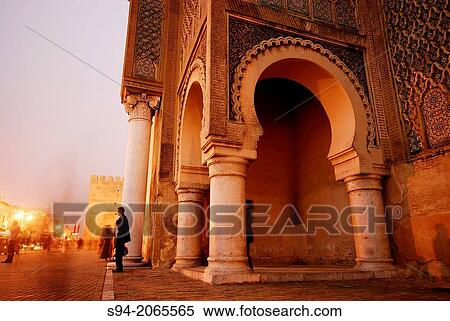 Detail of Bab al Mansour door in El Hedim square, Morocco. View Large Photo Image Stock Photography - Detail of Bab al Mansour door in El Hedim square, Morocco.. Fotosearch