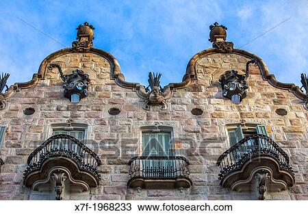 Detail of Casa Calvet by Antoni Gaudii, Barcelona, Catalonia Spain. View Large Photo Image Stock Image - Detail of Casa Calvet by Antoni Gaudii, Barcelona, Catalonia Spain.. Fotosearch