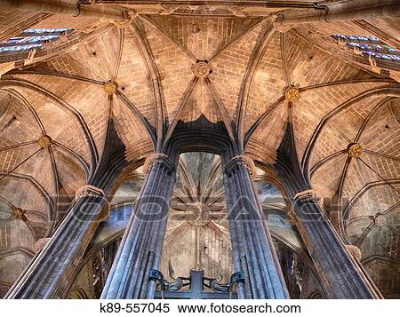 Stock Photography - Detail of cathedral ambulatory, Barcelona. Catalonia, Spain. Fotosearch
