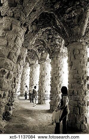 Picture - Detail of columns at Park G? ell Gaud?, 1900-1914, Barcelona, Catalonia, Spain. Fotosearch