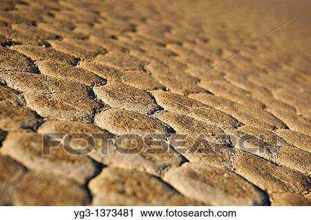 Stock Image - Detail of dry lake bed of the Racetrack playa, Death Valley national park, California. Fotosearch