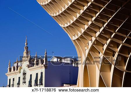 Stock Photograph - Detail of Metropol Parasol, in Plaza de la Encarnaci? n, Sevilla, Andaluc? a, Spain. Fotosearch