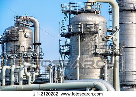 Stock Image - detail of oil refinery in Europoort in the Rotterdam harbour. Fotosearch