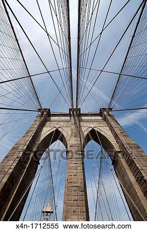 Stock Photography - Detail of the Brooklyn Bridge, New York City, United States of America. Fotosearch