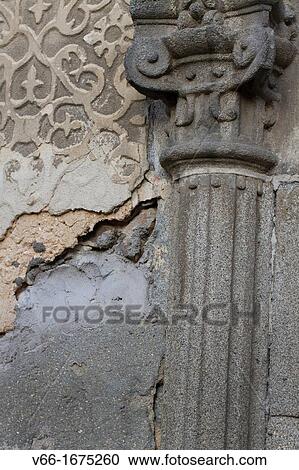 Stock Image - Detail of wall in the Plaza de San Martin, Segovia, Castilla-Leon, Spain. Fotosearch
