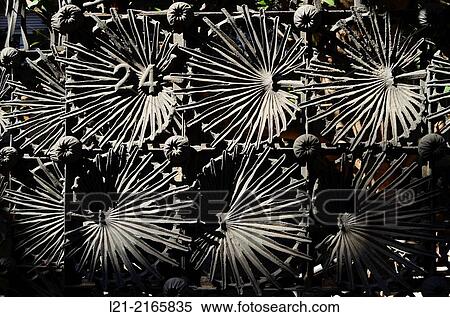 Detail of wrought work. Vicens House 1878-1880 by Antoni Gaudi. Barcelona, Catalonia, Spain. View Large Photo Image Stock Photography - Detail of wrought work. Vicens House 1878-1880 by Antoni Gaudi. Barcelona, Catalonia, Spain.. Fotosearch