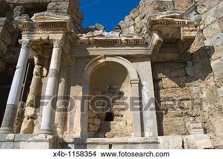 Detail Roman time ruins Side Mediterranean coast Anatolia region Turkey Asia View Large Photo Image Picture - Detail Roman time ruins Side Mediterranean coast Anatolia region Turkey Asia. Fotosearch
