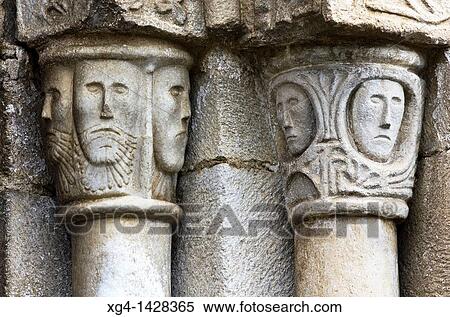 Details of the capitals of the Romanesque church of Sant Peir - Escunhau - Valle de Aran - Pyrenees - Lleida Province - Catalonia - Spain View Large Photo Image Stock Photography - Details of the capitals of the Romanesque church of Sant Peir - Escunhau - Valle de Aran - Pyrenees - Lleida Province - Catalonia - Spain. Fotosearch