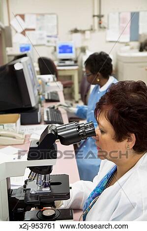 Detroit, Michigan - Medical technologist Anna Gil checks blood samples for abnormal cells in the lab at the Detroit Medical Center View Large Photo Image Stock Image - Detroit, Michigan - Medical technologist Anna Gil checks blood samples for abnormal cells in the lab at the Detroit Medical Center. Fotosearch