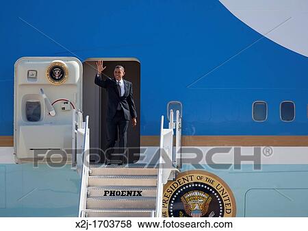 Detroit, Michigan - President Barack Obama arrives at Detroit Metro Airport on Air Force 1 View Large Photo Image Stock Photo - Detroit, Michigan - President Barack Obama arrives at Detroit Metro Airport on Air Force 1. Fotosearch