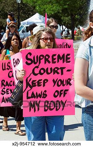 Stock Image - Detroit, Michigan - Women rally to keep abotion legal. Fotosearch