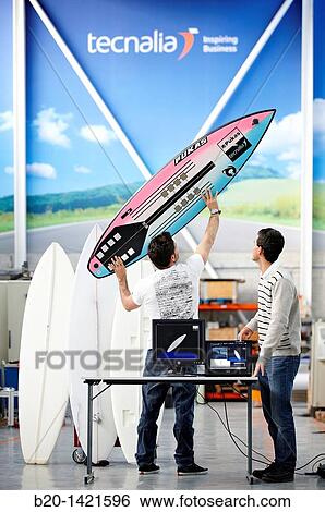 Developing the world's first surfboard with integrated technology to research and characterise the mechanical behaviour of surfboards, Surfsens PUKAS and Tecnalia research centre joint project, San Sebastian, Donostia, Gipuzkoa, Euskadi, Spain View Large Photo Image Stock Photograph - Developing the world's first surfboard with integrated technology to research and characterise the mechanical behaviour of surfboards, Surfsens PUKAS and Tecnalia research centre joint project, San Sebastian, Donostia, Gipuzkoa, Euskadi, Spain. Fotosearch