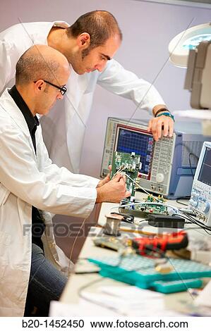 Stock Image - Development system for advanced GNSS Galileo positioning system receivers, Electronics Lab, Tecnalia Research & Innovation, Zamudio, Bizkaia, Euskadi, Spain. Fotosearch