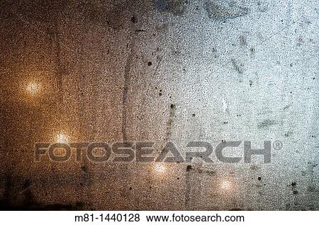 Stock Photo - Dew on window of a truck cab, Saanich, British Columbia, Canada. Fotosearch