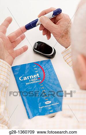 Diabetic Senior man making a blood test, to check his Hypoglycemia with a meter View Large Photo Image Stock Photo - Diabetic Senior man making a blood test, to check his Hypoglycemia with a meter. Fotosearch