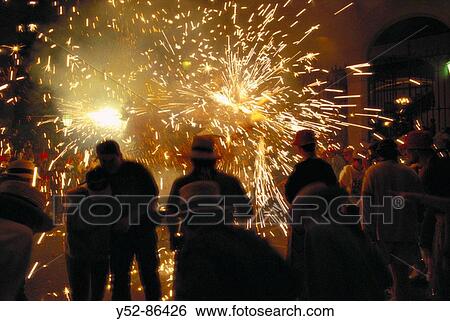 Stock Photograph - ? Diables? (devils). Santa Tecla festival, Sitges, Barcelona province, Catalonia, Spain. Fotosearch