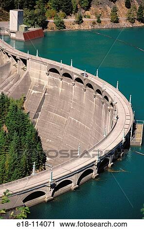 Stock Image - Diablo Dam on the Skagit River, Newhalem. Washington, USA. Fotosearch