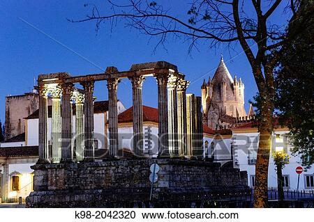 Stock Image - Diana Temple, Roman temple Evora, I BC, World Heritage, Evora, Alentejo, Portugal, Europe.. Fotosearch