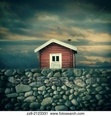 Digital composite of a red timber house against sunset, Oslo Norway View Large Photo Image Stock Image - Digital composite of a red timber house against sunset, Oslo Norway. Fotosearch