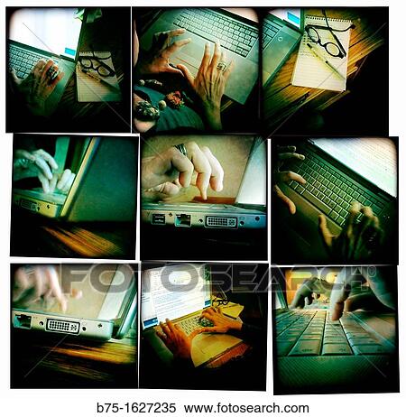 Digital image composition of female hands on laptop keyboard working View Large Photo Image Stock Photography - Digital image composition of female hands on laptop keyboard working. Fotosearch