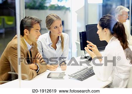 Stock Photo - Digital signature, Reception of patients, Onkologikoa Hospital, Oncology Institute, Case Center for prevention, diagnosis and treatment of cancer, Donostia, San Sebastian, Gipuzkoa, Basque Country, Spain. Fotosearch