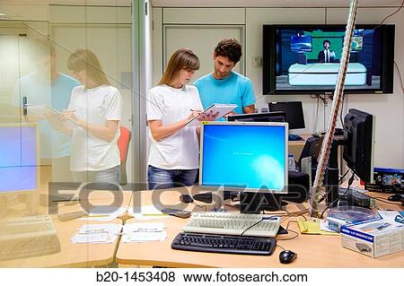 Stock Photo - Digital TV programming, digital TV and multimedia services, Vicomtech-IK4 Visual Interaction and Communication Technologies Centre, applied research centre for Interactive Computer Graphics and Multimedia, San Sebastian Technology Park. Fotosearch