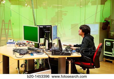 Stock Photograph - Digital TV programming, digital TV and multimedia services, Vicomtech-IK4 Visual Interaction and Communication Technologies Centre, applied research centre for Interactive Computer Graphics and Multimedia, San Sebastian Technology Park, Donostia. Fotosearch