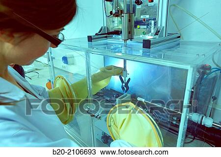 Stock Image - Dip coater. Laboratory surfaces. Tecnalia Research and Innovation. Donostia. San Sebastian. Gipuzkoa. Basque Country. Spain. Europe.. Fotosearch