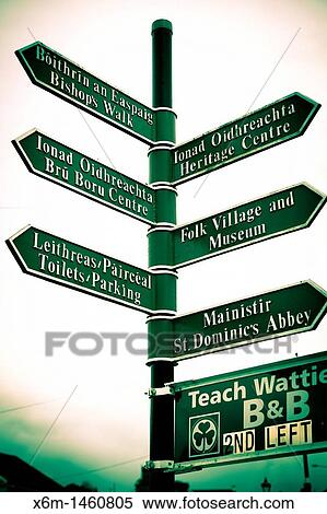 Stock Photography - directions sign Cashel County South Tipperary Ireland, Europe. Fotosearch