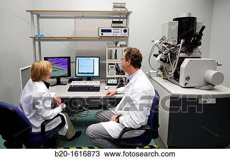 Discussing on SEM images, Analysis of nanostructures and nanodevices, Environmental scanning electron microscopy Laboratory, ESEM, Microscope Quanta TM 250 FEG, High-resolution surface imaging, Investigation of wet and dielectric samples View Large Photo Image Stock Image - Discussing on SEM images, Analysis of nanostructures and nanodevices, Environmental scanning electron microscopy Laboratory, ESEM, Microscope Quanta TM 250 FEG, High-resolution surface imaging, Investigation of wet and dielectric samples. Fotosearch