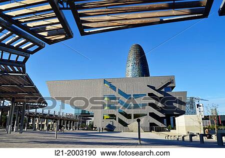 Disseny Hub Barcelona, Design Hub Barcelona, DHUB, made by MBM Arquitectes. Agbar Tower. Pla? a de les Gl? ries. Poblenou, 22@, Barcelona, Catalonia, Spain. View Large Photo Image Stock Image - Disseny Hub Barcelona, Design Hub Barcelona, DHUB, made by MBM Arquitectes. Agbar Tower. Pla? a de les Gl? ries. Poblenou, 22@, Barcelona, Catalonia, Spain.. Fotosearch
