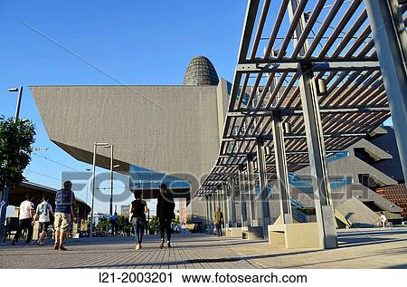 Stock Image - Disseny Hub Barcelona, Design Hub Barcelona, DHUB, made by MBM Arquitectes, Agbar tower. Pla? a de les Gl? ries. Poblenou, 22@, Barcelona, Catalonia, Spain.. Fotosearch