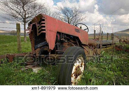 Disused old tractor in field View Large Photo Image Stock Photo - Disused old tractor in field. Fotosearch