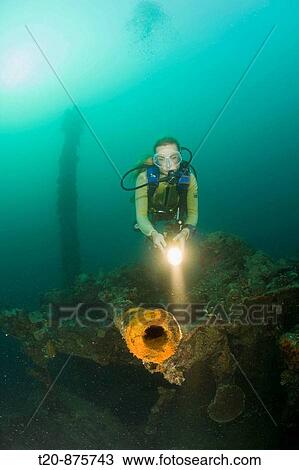 Diver and Gun of Japanese Warship of II World War Helmet Wreck, Micronesia, Palau View Large Photo Image Stock Image - Diver and Gun of Japanese Warship of II World War Helmet Wreck, Micronesia, Palau. Fotosearch