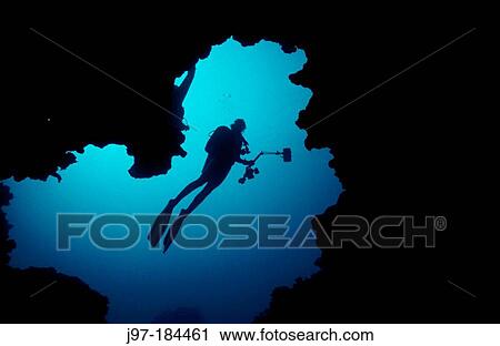 Diver at cave entrance. Cook Islands View Large Photo Image Stock Image - Diver at cave entrance. Cook Islands. Fotosearch