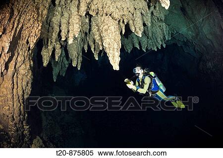 Diver in Chandelier Dripstone Cave, Micronesia, Palau View Large Photo Image Stock Photography - Diver in Chandelier Dripstone Cave, Micronesia, Palau. Fotosearch