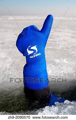 Diver's hand giving the Upwards sign, subglacial diving, ice diving, in the frozen Black Sea, a rare phenomenon, last time it occured in 1977, Odessa, Ukraine, Eastern Europe. View Large Photo Image Stock Image - Diver's hand giving the Upwards sign, subglacial diving, ice diving, in the frozen Black Sea, a rare phenomenon, last time it occured in 1977, Odessa, Ukraine, Eastern Europe.. Fotosearch
