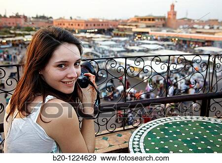 Djemaa El Fna Square, Marrakech, High Atlas, Morocco. View Large Photo Image Stock Photo - Djemaa El Fna Square, Marrakech, High Atlas, Morocco.. Fotosearch