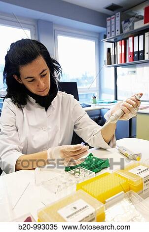 Stock Photography - DNA study, Laboratory of Molecular genetics. Hospital Policlinica Gipuzkoa, San Sebastian, Donostia, Euskadi, Spain. Fotosearch