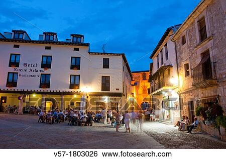 Doa Urraca Square at nightfall. Covarrubias, Burgos province, Castilla Leon, Spain. View Large Photo Image Stock Photograph - Doa Urraca Square at nightfall. Covarrubias, Burgos province, Castilla Leon, Spain.. Fotosearch