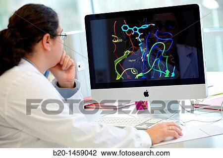 Docking, 3D computational model to simulate the molecular dynamics of proteins to develop new drugs, research lab, IkerChem research lab, design and synthesis of new chemical entities with therapeutic applications in oncology View Large Photo Image Stock Image - Docking, 3D computational model to simulate the molecular dynamics of proteins to develop new drugs, research lab, IkerChem research lab, design and synthesis of new chemical entities with therapeutic applications in oncology. Fotosearch