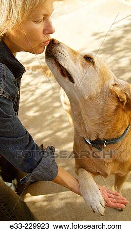 Dog kissing woman View Large Photo Image Stock Image - Dog kissing woman. Fotosearch