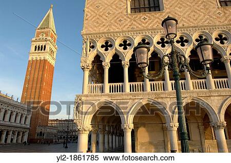 Doges Palace and The Campinali - Saint Mark's Square - Venice Italy View Large Photo Image Stock Photography - Doges Palace and The Campinali - Saint Mark's Square - Venice Italy. Fotosearch