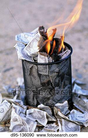 Dollar bills burning View Large Photo Image Stock Image - Dollar bills burning. Fotosearch