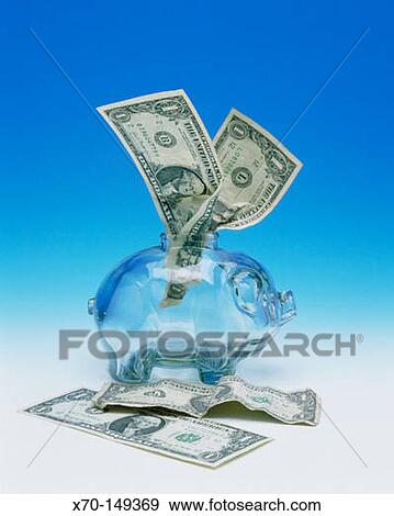Dollars bills and money box View Large Photo Image Stock Photo - Dollars bills and money box. Fotosearch