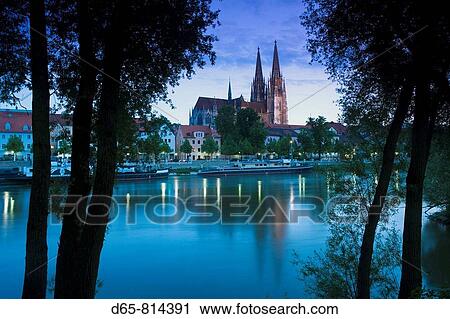 Dom St. Peter cathedral and town in the evening, Regensburg, Bavaria, Germany View Large Photo Image Stock Image - Dom St. Peter cathedral and town in the evening, Regensburg, Bavaria, Germany. Fotosearch