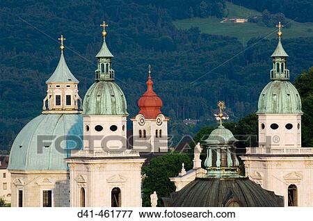 Domes and steeples above the city, Salzburg. Austria View Large Photo Image Stock Photo - Domes and steeples above the city, Salzburg. Austria. Fotosearch