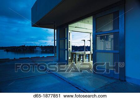 Stock Image - Dominica, Marigot, fisheries harbor, dawn. Fotosearch