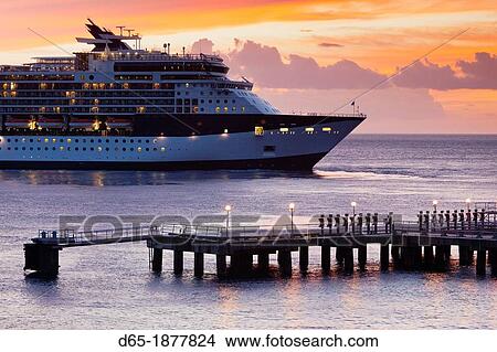 Dominica, Roseau, cruiseship, dusk View Large Photo Image Picture - Dominica, Roseau, cruiseship, dusk. Fotosearch
